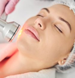 Young woman at a light therapy session